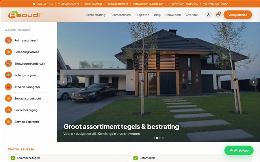 Homepage van de Raoudi WordPress-website, gebouwd door Rankkraft